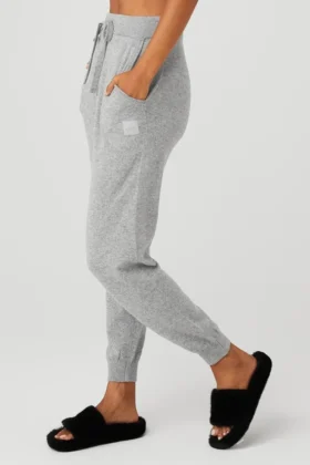High-Waist Cashmere Jet Set Pant – Dove Grey Heather