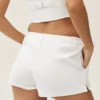 Linen Blend Low-Rise Riviera Trouser Short - White