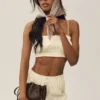 Linen Blend Riviera Bloomer Bra - Sandy Beige
