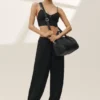 Linen Blend Riviera Bra - Black