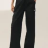 Linen Blend Riviera Wide Leg Pant - Black