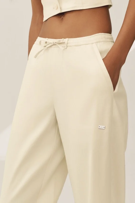 Linen Blend Riviera Wide Leg Pant - Sandy Beige