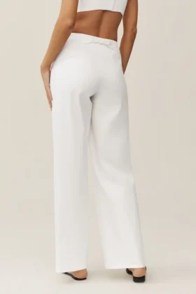 Linen Blend Riviera Wide Leg Pant – White