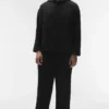 Linen Days Button up Hoodie - Black