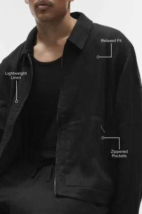 Linen Days Full Zip Jacket – Black