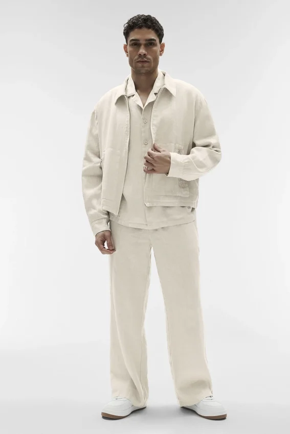 Linen Days Full Zip Jacket - Bone