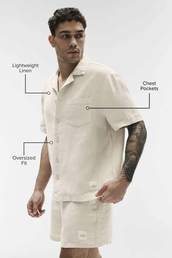 Linen Days Short Sleeve Button up - Bone