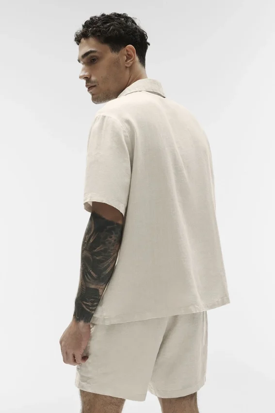 Linen Days Short Sleeve Button up - Bone