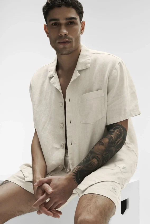 Linen Days Short Sleeve Button up - Bone