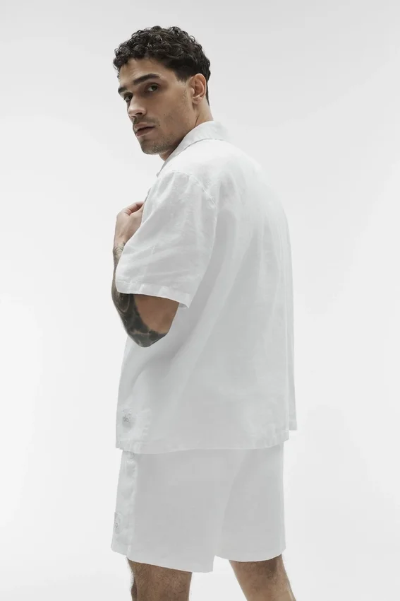 Linen Days Short Sleeve Button up - White