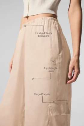 Linen Getaway Cargo Wide Leg Pant – Macadamia