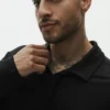 Linen Jersey Coastal Long Sleeve Pullover - Black
