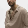 Linen Jersey Coastal Long Sleeve Pullover - Gravel