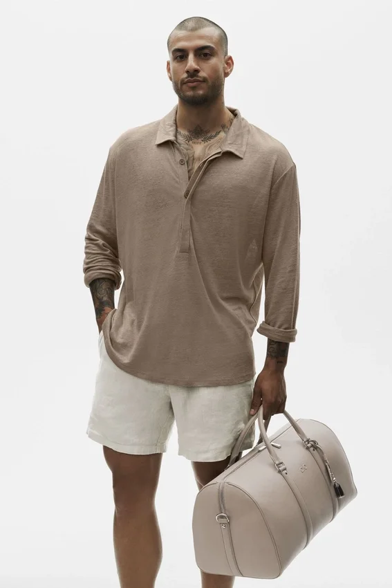 Linen Jersey Coastal Long Sleeve Pullover - Gravel