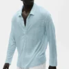 Linen Jersey Coastal Long Sleeve Pullover - Seaside Blue