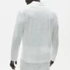 Linen Jersey Coastal Long Sleeve Pullover - White