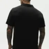 Linen Jersey Coastal Short Sleeve Polo - Black