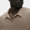 Linen Jersey Coastal Short Sleeve Polo - Gravel
