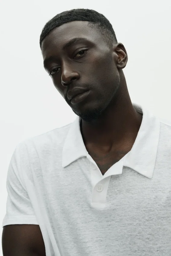 Linen Jersey Coastal Short Sleeve Polo - White