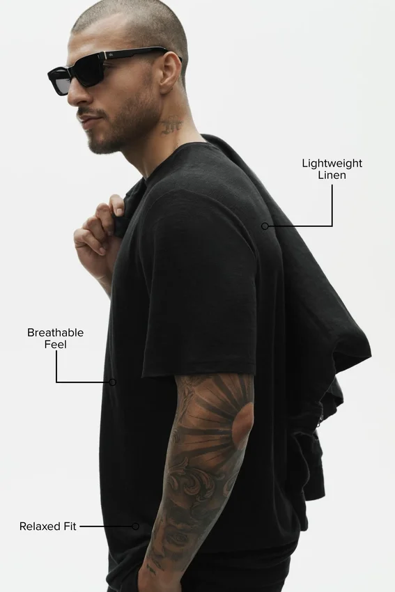 Linen Jersey Coastal Short Sleeve Tee - Black