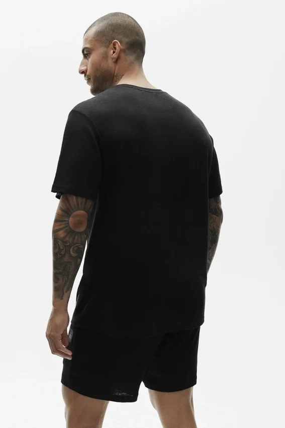 Linen Jersey Coastal Short Sleeve Tee - Black