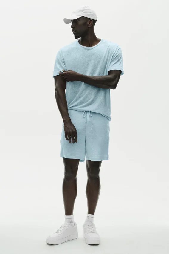 Linen Jersey Coastal Short Sleeve Tee - Seaside Blue