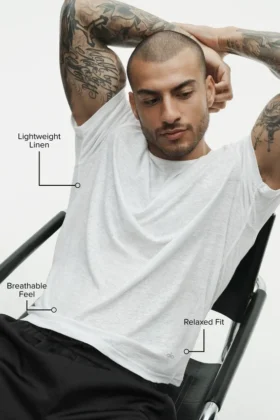 Linen Jersey Coastal Short Sleeve Tee – White