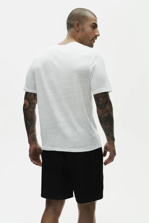 Linen Jersey Coastal Short Sleeve Tee - White