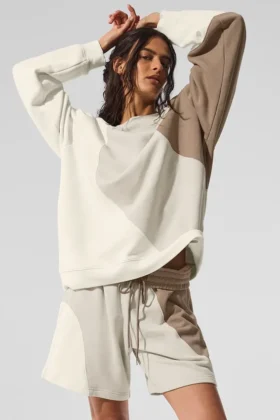 Make Waves Crew Neck Pullover - Ivory/Bone/Gravel