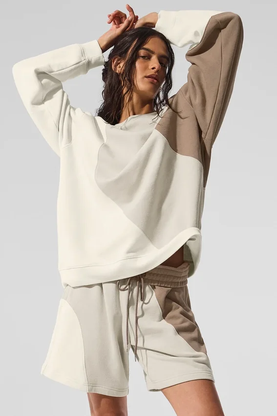 Make Waves Crew Neck Pullover - Ivory/Bone/Gravel
