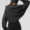 Marl Sweater 1/4 Zip Pullover - Black Marl