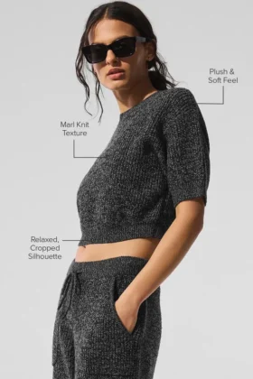 Marl Sweater Short Sleeve – Black Marl