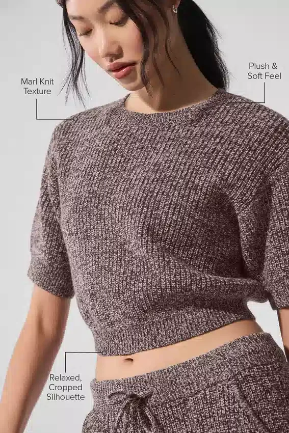 Marl Sweater Short Sleeve - Mushroom Marl