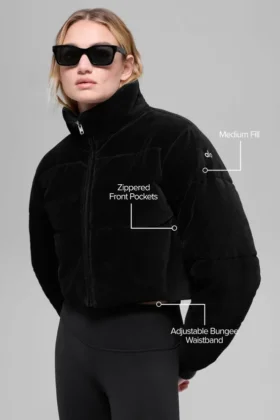 Micro Corduroy Dreamy Puffer – Black