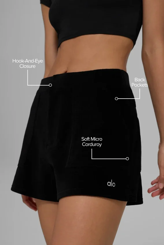 Micro Corduroy on Duty Short - Black