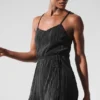 Micro Plisse Game on Tennis Dress - Black