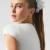 Micro Plisse Oversize Scrunchie - White