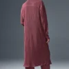 Micro Plisse Shirt Dress - Burgundy Truffle