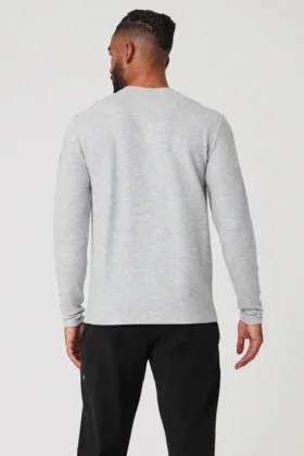 Micro Waffle Fast Break Long Sleeve Tee – Athletic Heather Grey