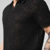 Open-Knit Polo - Black