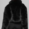 Opulent Faux Fur Cropped Jacket - Black