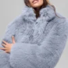 Opulent Faux Fur Cropped Jacket - Winter Frost