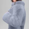 Opulent Faux Fur Cropped Jacket - Winter Frost
