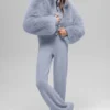 Opulent Faux Fur Cropped Jacket - Winter Frost
