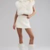 Opulent Faux Fur Cropped Vest - Ivory