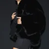 Opulent Faux Fur Statement Jacket - Black