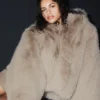Opulent Faux Fur Statement Jacket - Oat