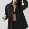 Pinstripe Daylight Button Down Long Sleeve - Black/Titanium