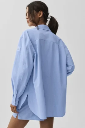 Pinstripe Daylight Button Down Long Sleeve – Light Provence Blue/White