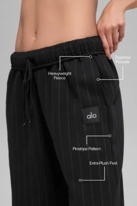 Pinstripe Straight Leg Sweatpant – Black Pinstripe